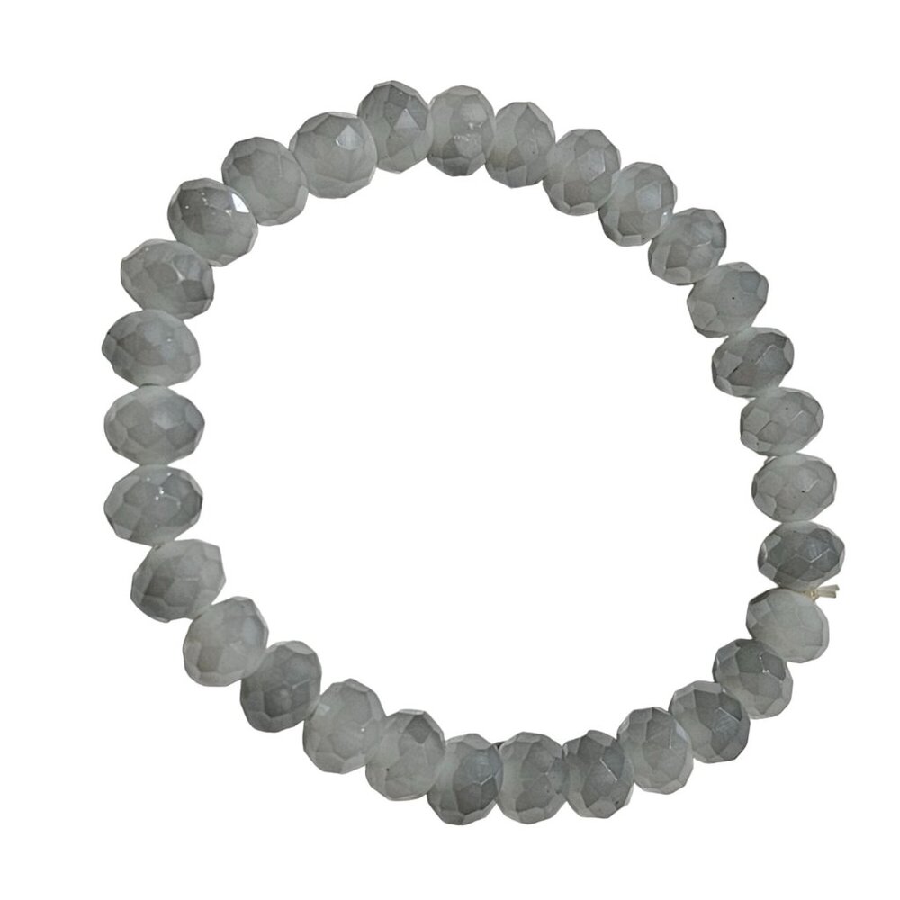 Elegant Gray Faceted Beaded Stretch Bracelet Classic Minimalist Fashion Jewelry